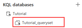 Captura de pantalla del nuevo conjunto de consultas KQL asociado a una base de datos KQL.