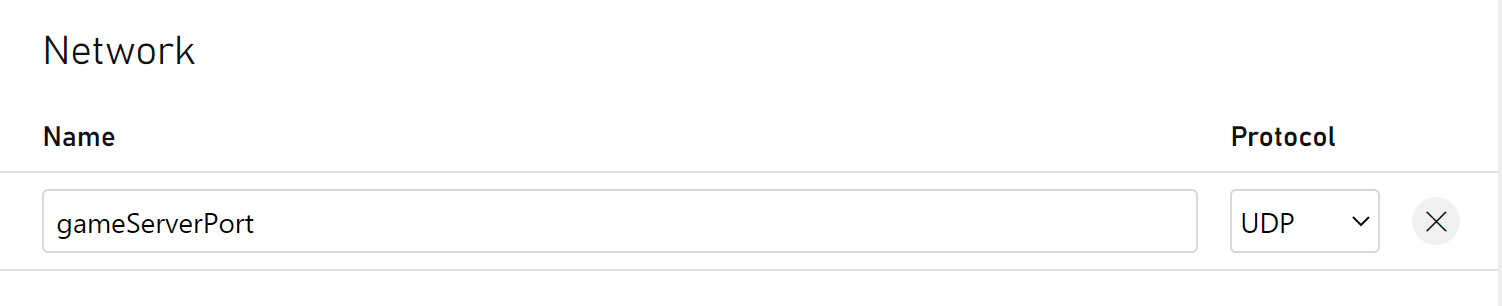 Network settings in Game Manager for process server type