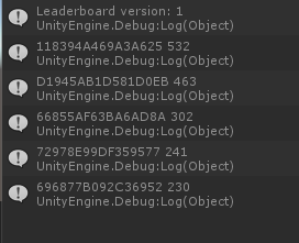 Debug output - Display Leaderboard Version 1