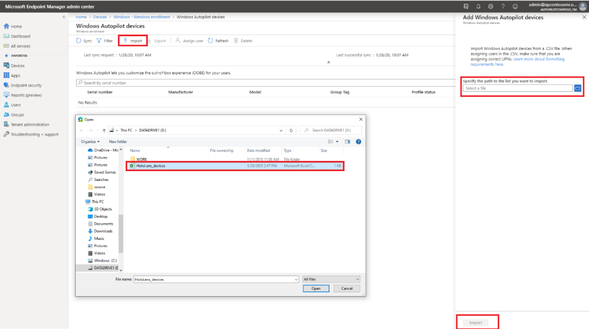 Uso de comando Import para importar el hash de hardware.