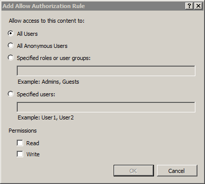 Screenshot of the Add Allow Authorization Rule with All Users allowed access.