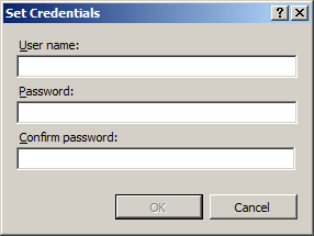 Screenshot of a blank Set Credentials dialog.