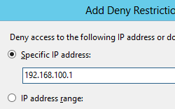 Screenshot that shows the Add Deny Restriction Rule dialog box.