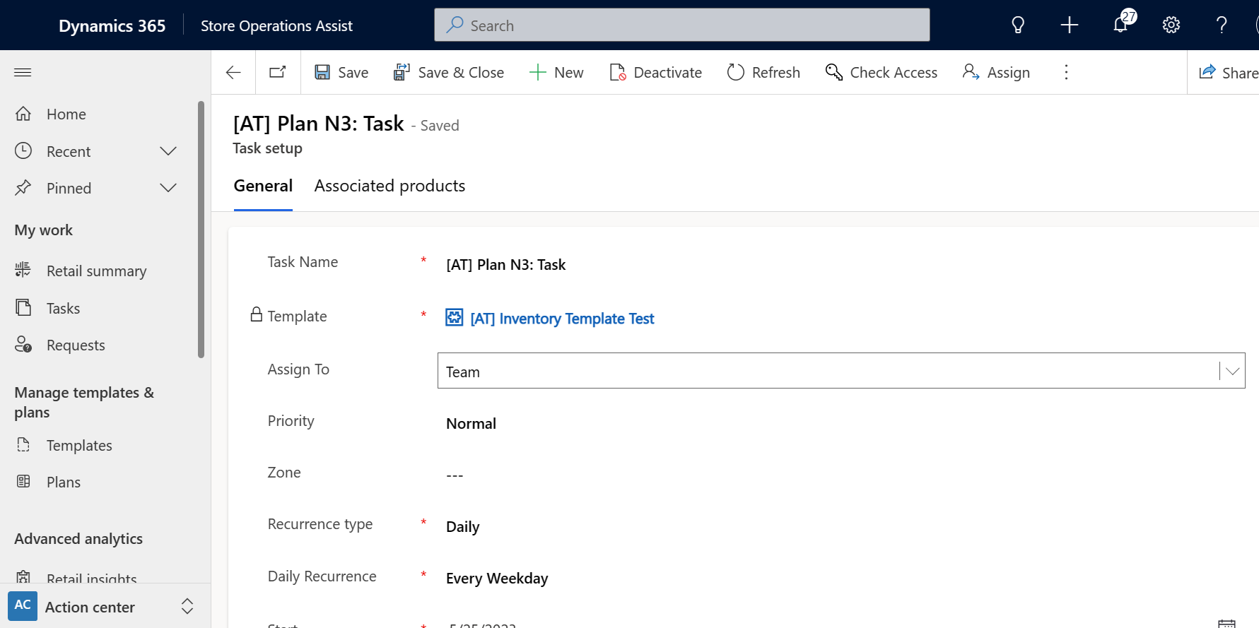 La imagen muestra una pantalla de configuración de tarea.