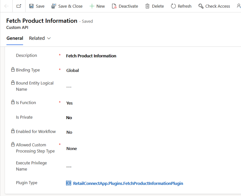 La imagen muestra cómo actualizar el tipo de complemento en la API Obtener información del producto.