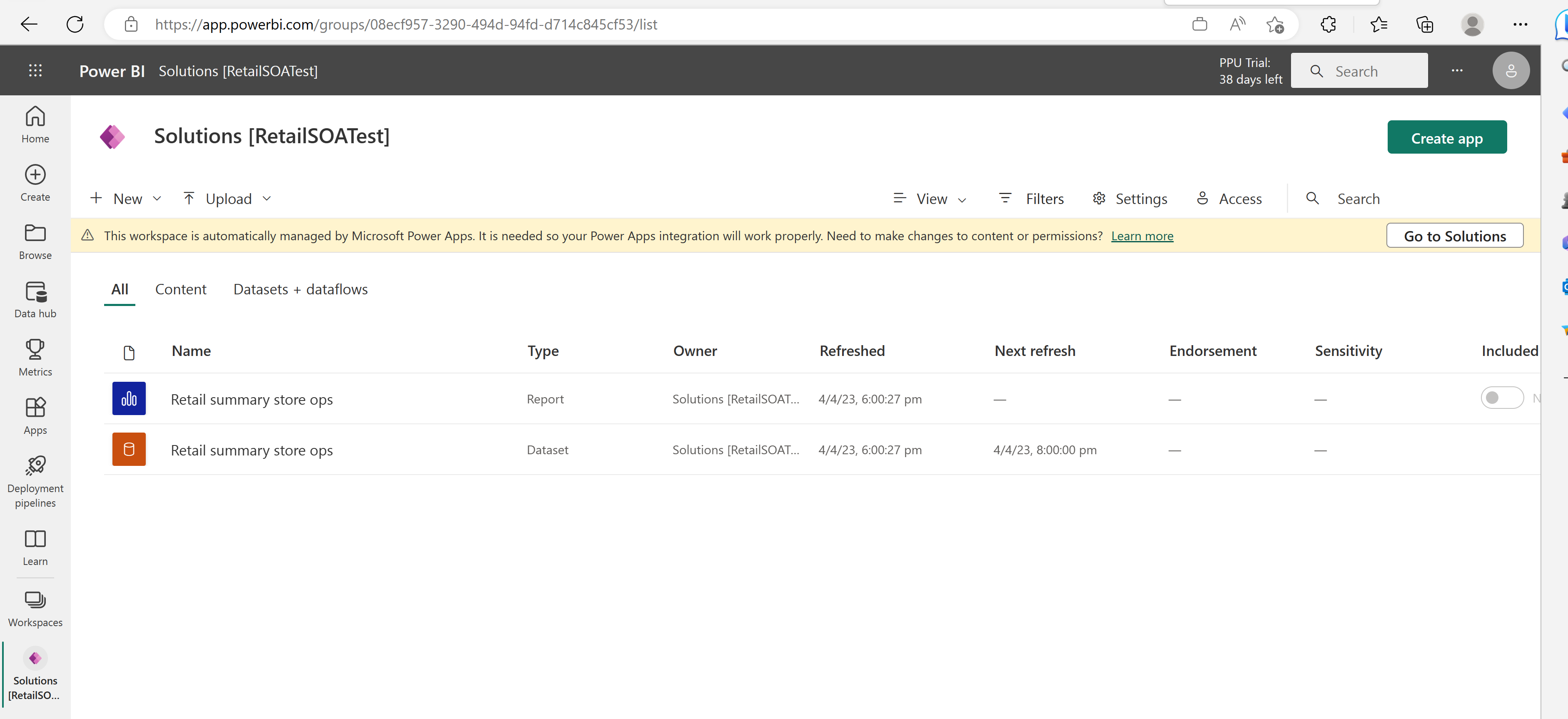 La imagen muestra cómo abrir el informe de Power BI.