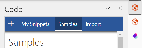 La pulgada superior de un panel de tareas, con tres pestañas cuadradas a la derecha de la esquina superior derecha. Dos de las pestañas tienen el icono Laboratorio de scripts. El tercero tiene un icono para un complemento diferente.