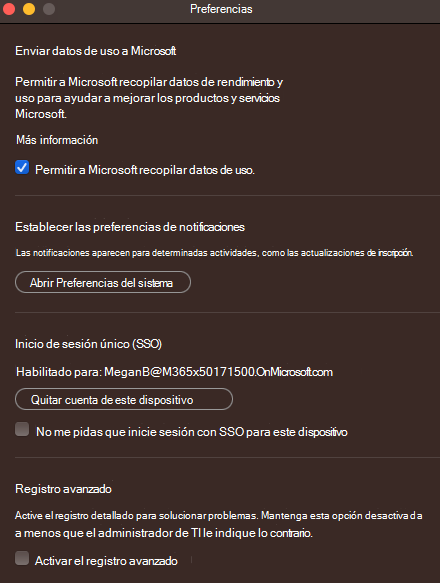 No me pida que inicie sesión con el inicio de sesión único para este dispositivo.