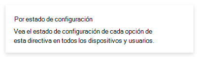 Recorte de pantalla que muestra el informe de estado por configuración en Microsoft Intune y el Centro de administración de Intune.