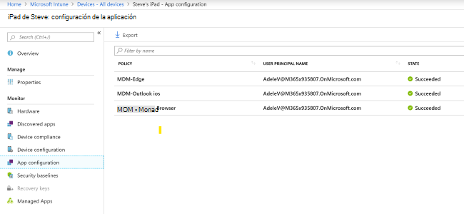 Captura de pantalla de la configuración de la aplicación