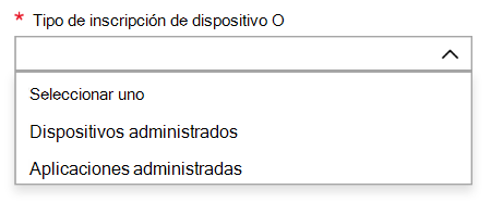 Tipo de inscripción de dispositivo