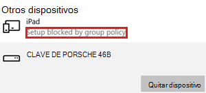 Dispositivo bloqueado por la directiva de grupo.