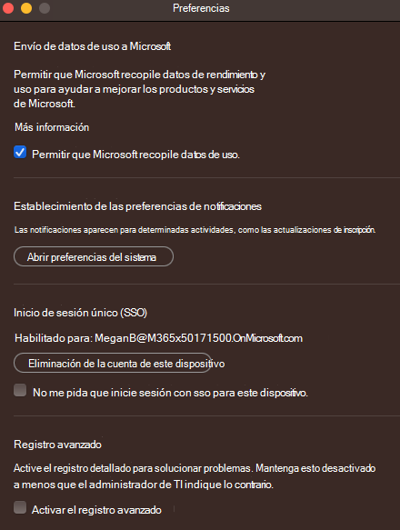 No me pida que inicie sesión con el inicio de sesión único para este dispositivo.