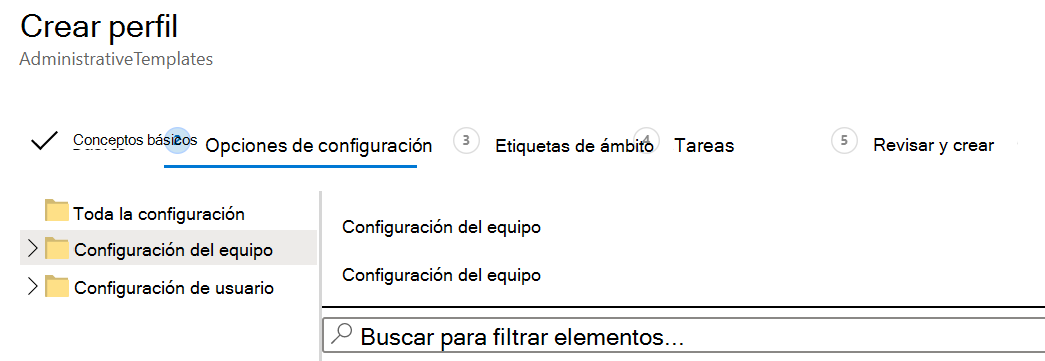 Captura de pantalla que muestra cómo aplicar la configuración de la plantilla ADMX a los usuarios y dispositivos de Microsoft Intune.