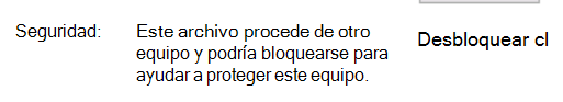 Captura de pantalla que muestra cómo desbloquear los archivos DLL.