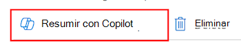 Captura de pantalla que muestra cómo seleccionar la característica Resumir con Copilot en una directiva de Microsoft Intune o Intune centro de administración.