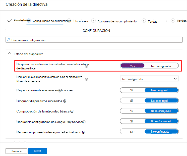 Bloqueo de dispositivos