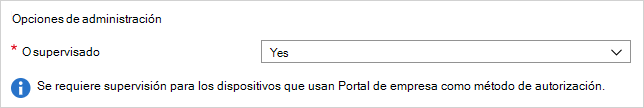 Captura de pantalla en la que se muestra la opción Supervisado.