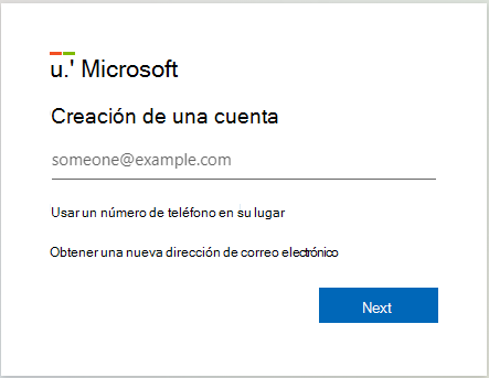 Captura de pantalla de la página web de registro de Microsoft Intune cuenta de prueba.