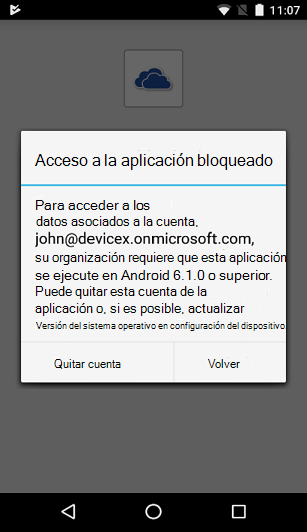 Imagen del cuadro de diálogo Acceso a la aplicación bloqueado