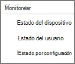 Visualización de diferentes opciones de supervisión para un perfil de las líneas de base de seguridad