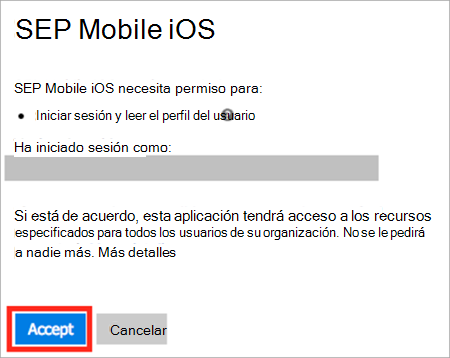 Imagen de la solicitud de inicio de sesión en Intune de la aplicación iOS/iPadOS