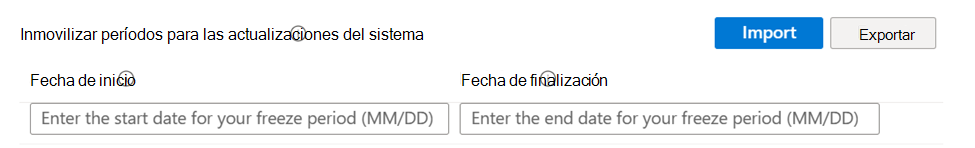 Captura de pantalla que muestra la fecha de inicio del período de inmovilización y la fecha de finalización de los dispositivos Android Enterprise en el centro de administración de Microsoft Intune.