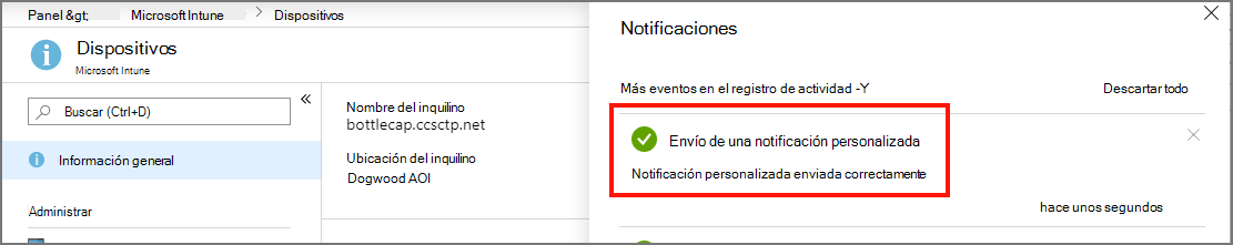 Confirmación de una notificación enviada