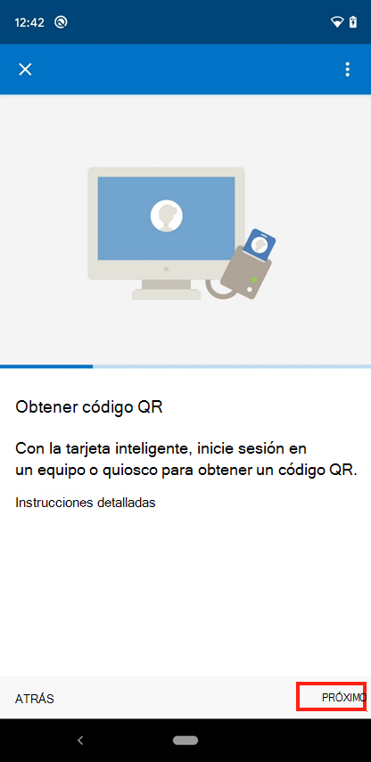 Captura de pantalla de la pantalla Obtener código QR de la aplicación Intune.