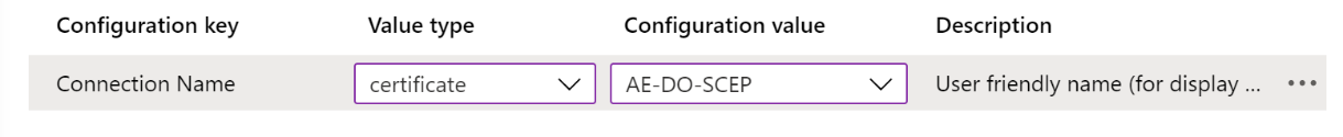 Cambio del nombre de conexión en una directiva de configuración de aplicaciones VPN en el ejemplo de Microsoft Intune