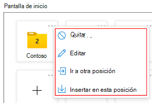 Captura de pantalla que muestra cómo mover las aplicaciones y carpetas a diferentes ubicaciones de dispositivos dedicados de Android Enterprise que se ejecutan en modo de varias aplicaciones en Microsoft Intune.