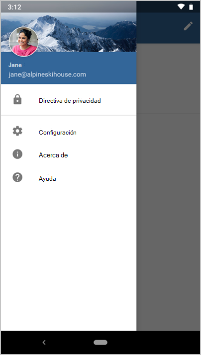 Captura de pantalla de la aplicación Microsoft Intune, en la que se muestra el menú lateral.