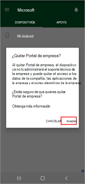 Captura de pantalla de Portal de empresa aplicación, confirmación 