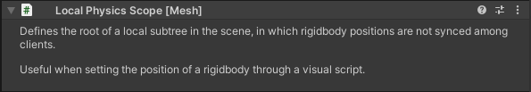 Captura de pantalla de la configuración del ámbito de física local en el inspector.