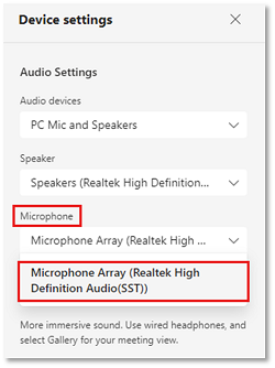 Captura de pantalla del menú Configuración del dispositivo