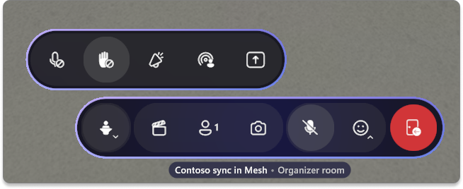 Captura de pantalla de las herramientas del organizador y el panel de Personas en la aplicación Mesh.