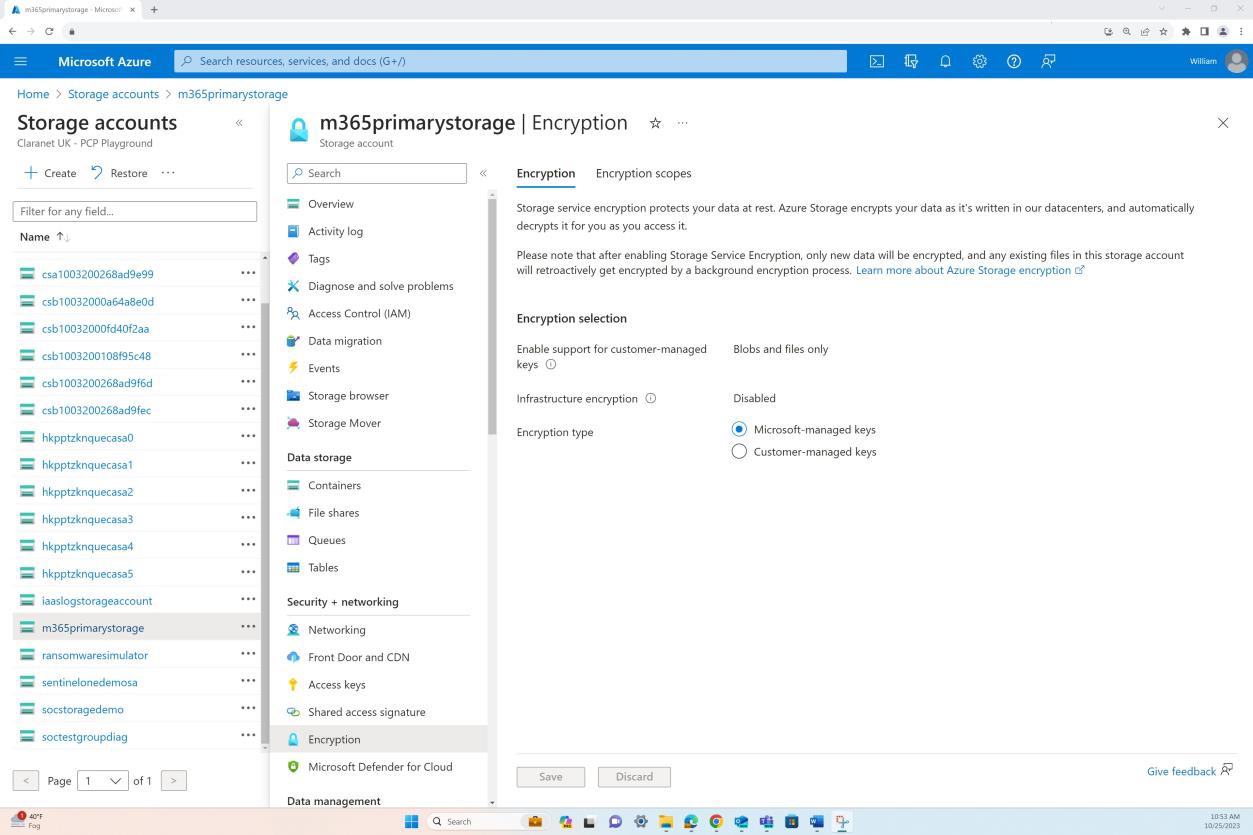 Configuración de cifrado de cuentas de Azure Store