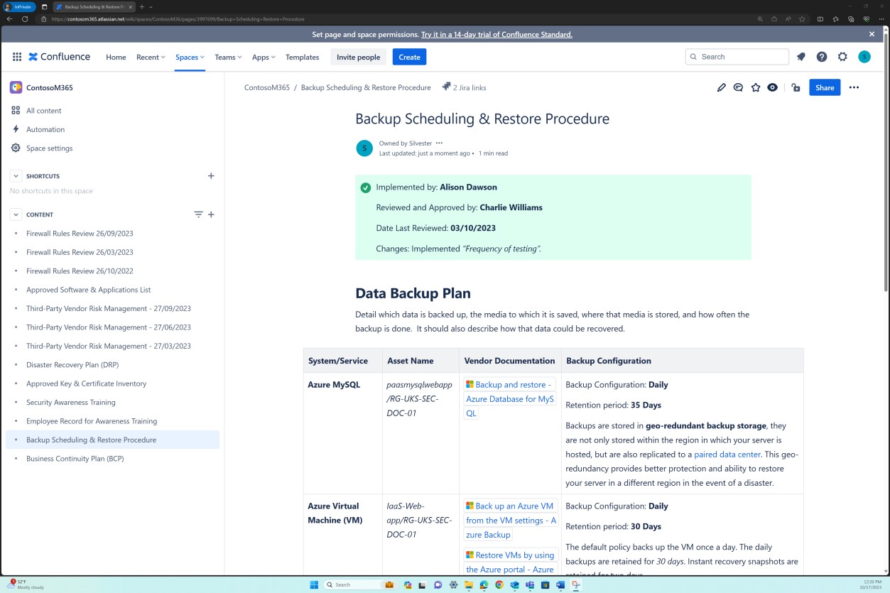 Configuración de copia de seguridad y restauración de confluencia.