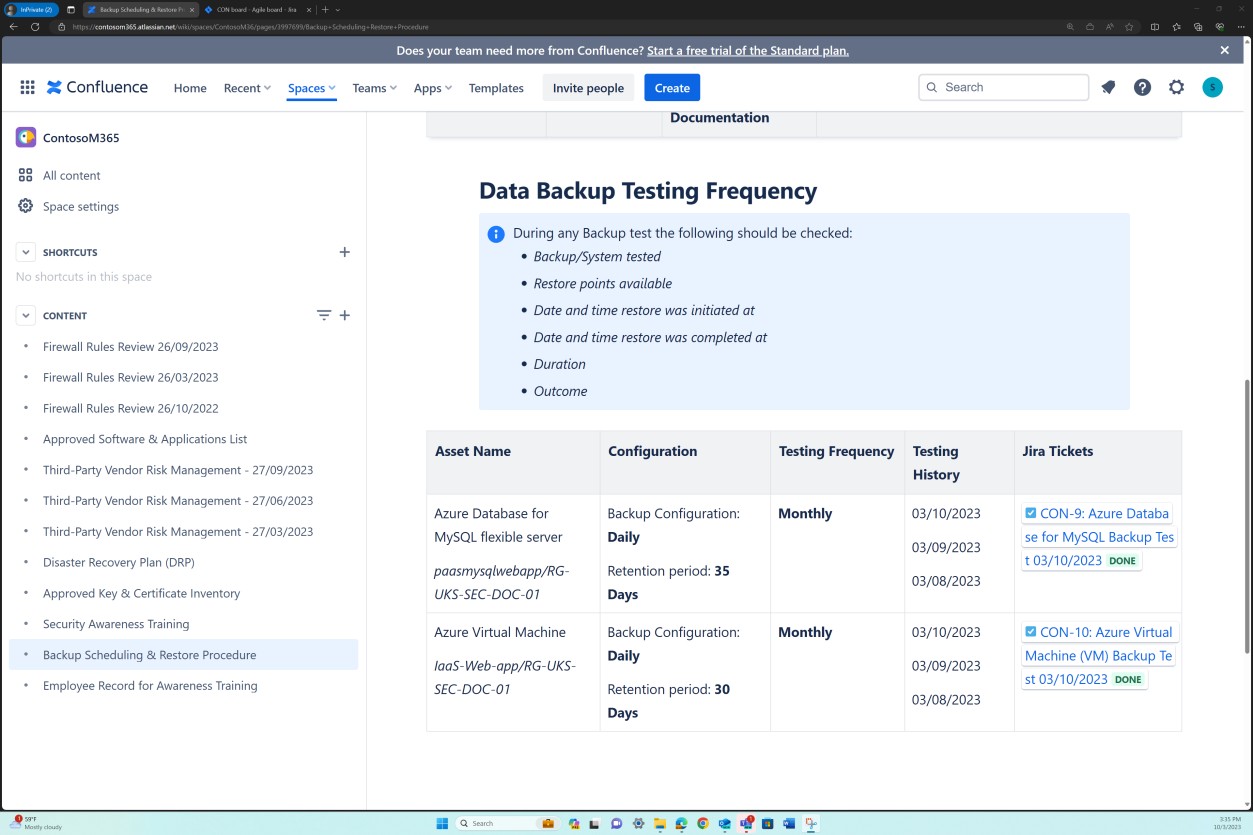 Configuración de copia de seguridad y restauración de confluencia.