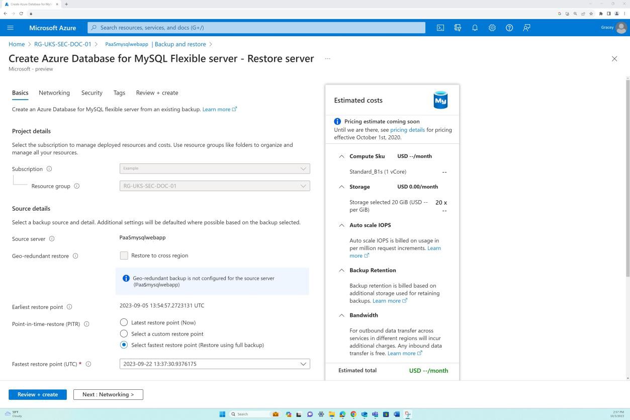 Configuración de copia de seguridad y restauración de Azure.