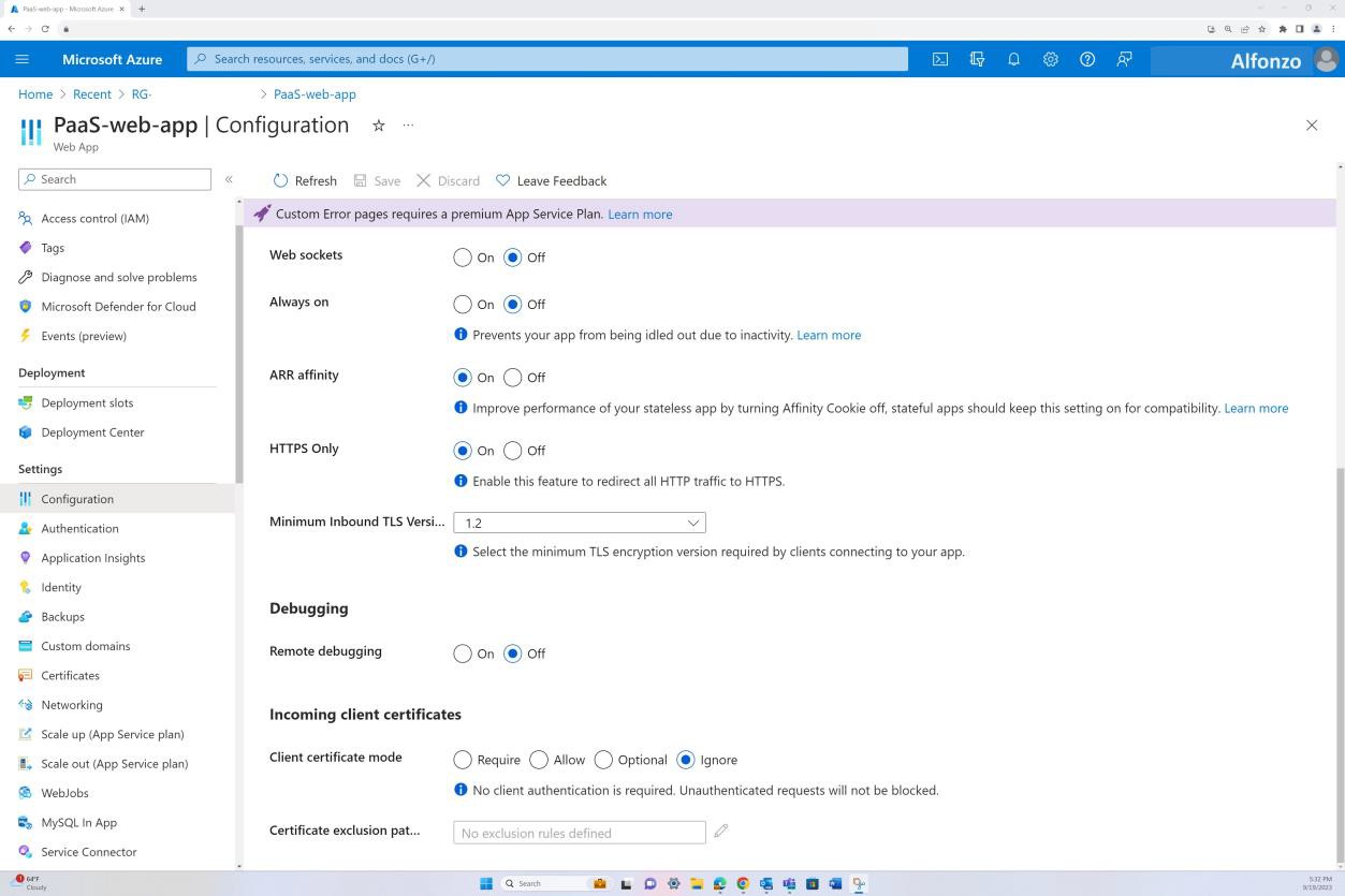 Página de administración de Azure Encryption.