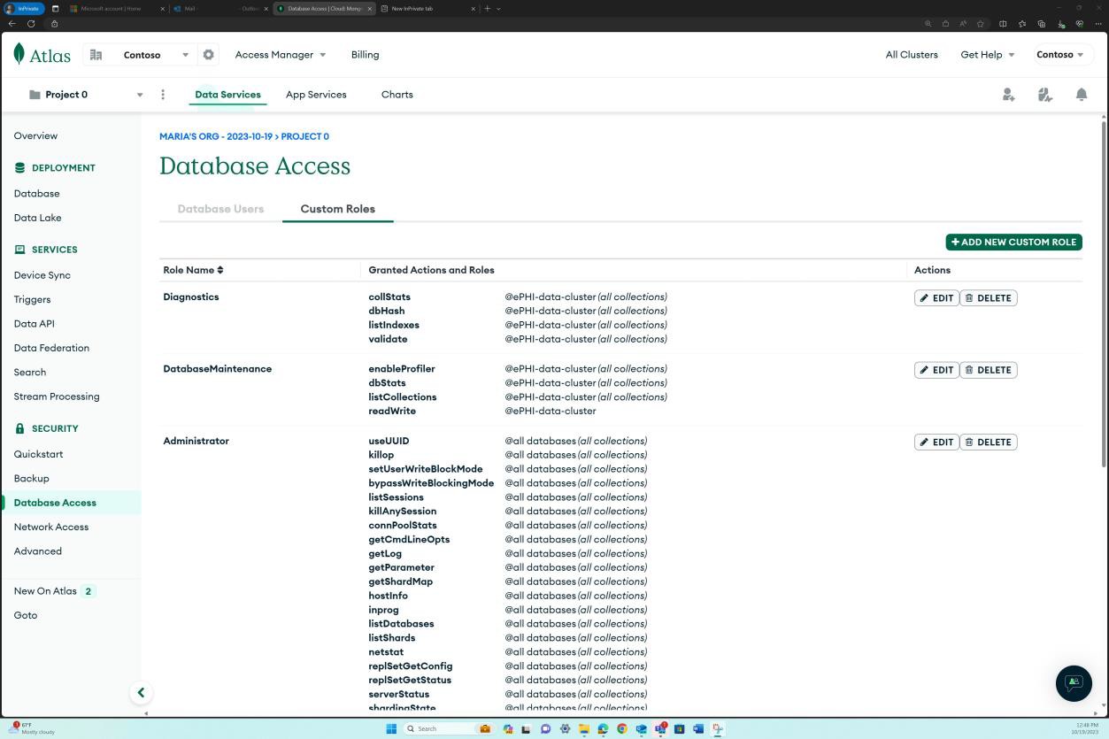 Página de base de datos en la nube de MongoDB.