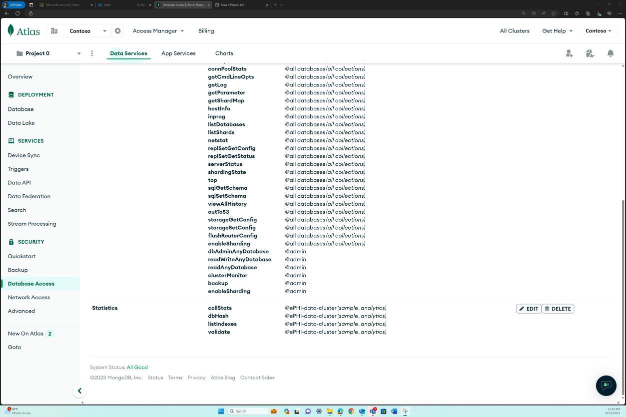 Página de base de datos en la nube de MongoDB.