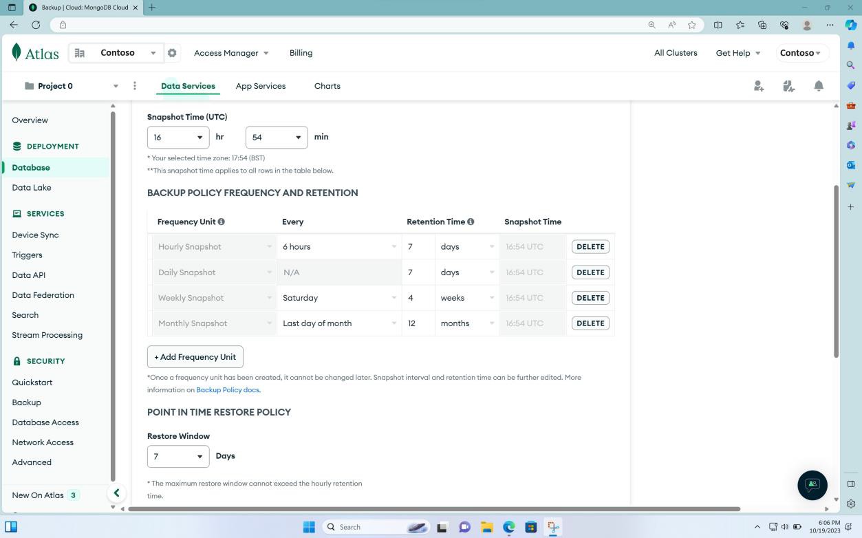 Página de base de datos en la nube de MongoDB.