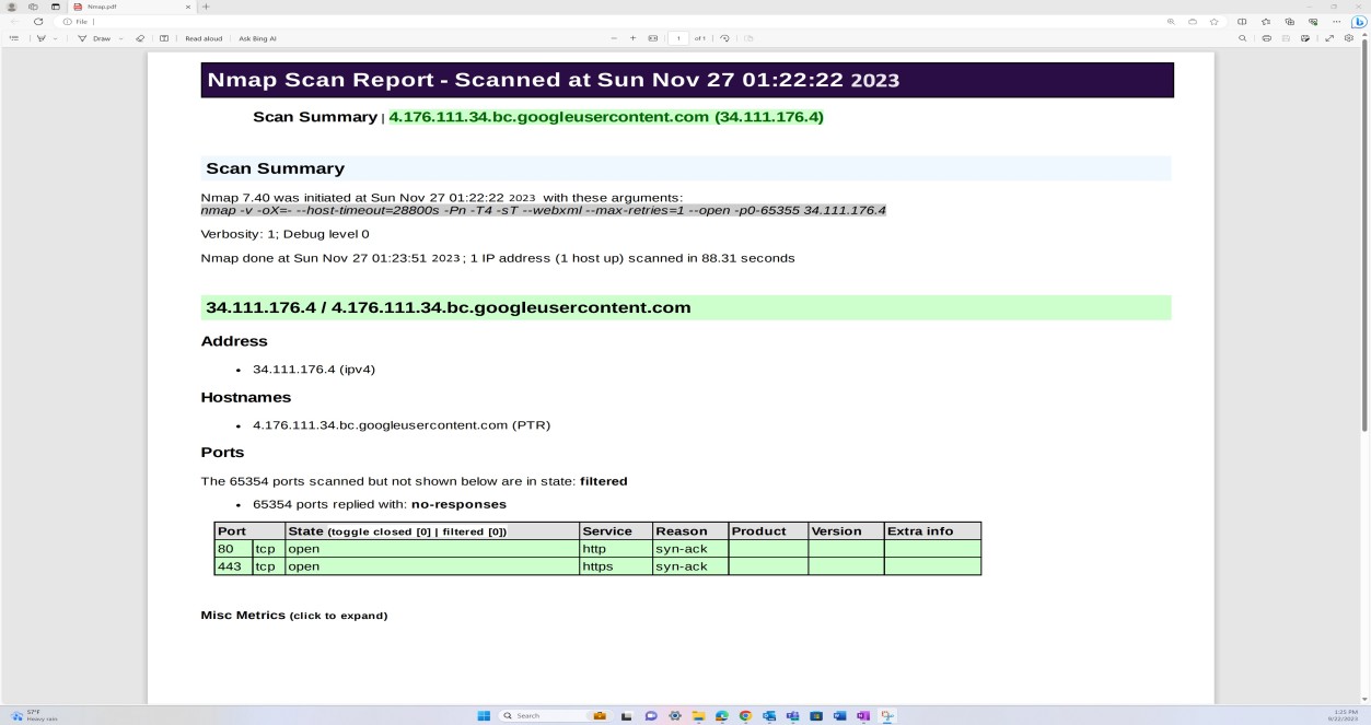 Informe de examen de Nmap.