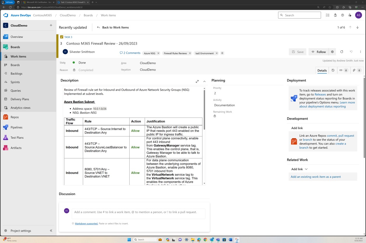 Elementos de trabajo de Azure DevOps.