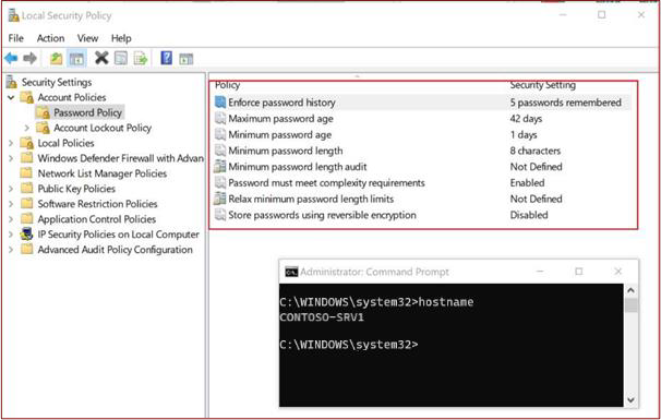 Configuración de la directiva de seguridad local de Microsoft.