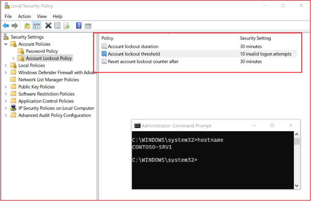 Configuración de la directiva de seguridad local de Microsoft.