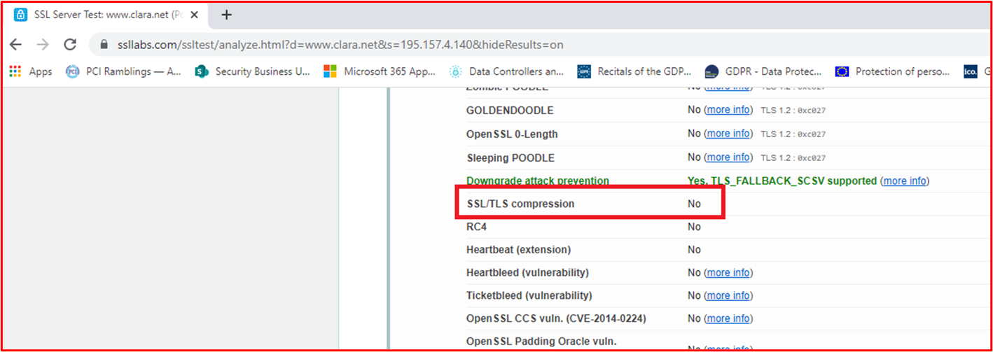 captura de pantalla que muestra pruebas a través de la herramienta Qualys SSL Labs