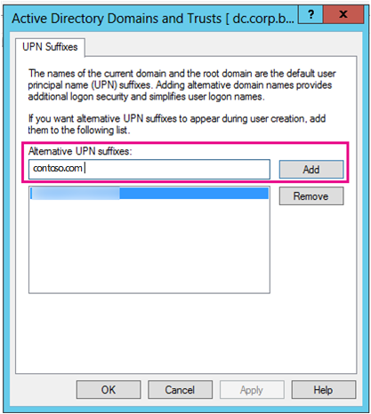 Agregue un nuevo sufijo UPN.